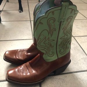 Ariat green and blown cowboy boots